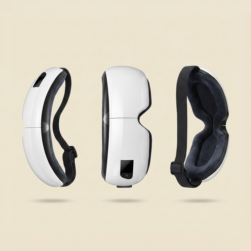 Masajeador de Ojos Premium Vexa — Presión de Aire · Calor · Bluetooth: 3 ángulos