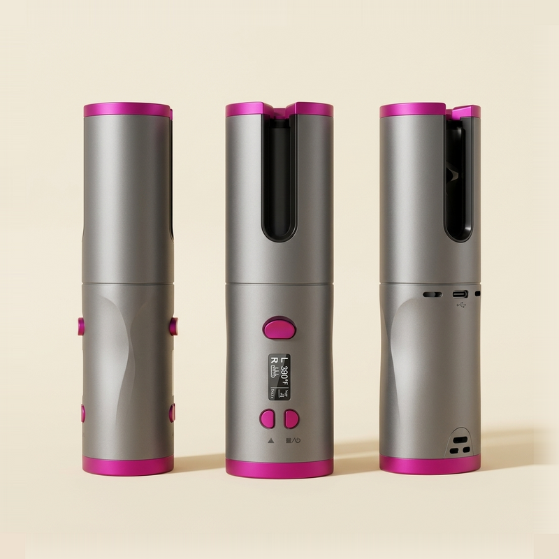 Rizador Inalámbrico USB Vexa — Ondas en Cualquier Parte: 3 ángulos