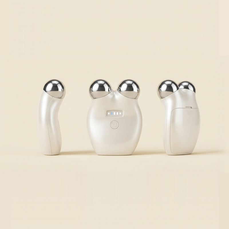 Masajeador Facial EMS Vexa — Microcorriente · Tonifica y Reafirma: 3 ángulos