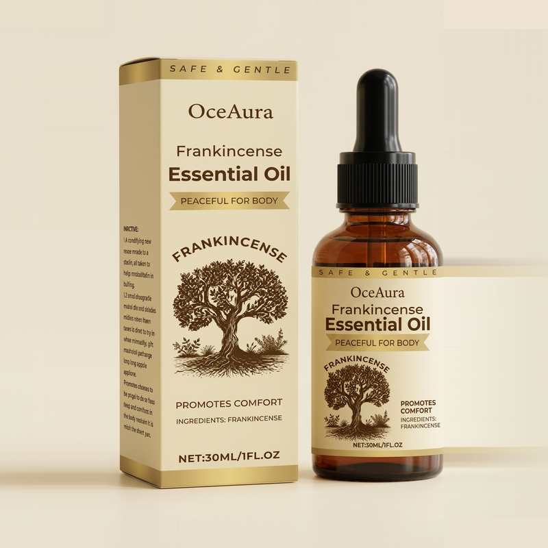Aceite Corporal de Incienso Vexa — botella cuentagotas de cristal ámbar con su caja (30 ml)