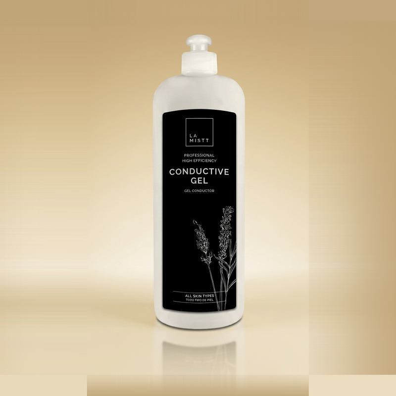 Gel Conductor Vexa 1L sobre fondo crema dorado premium
