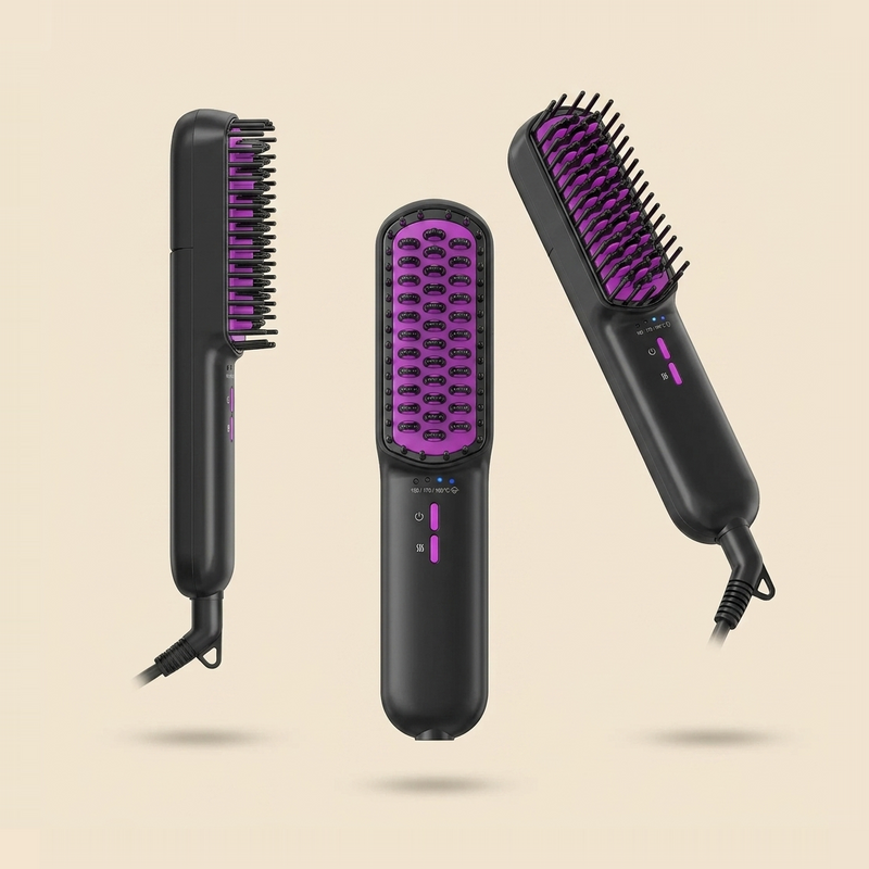 Ionic Steam Straightening Brush — Smooth, Anti-Frizz, three angles