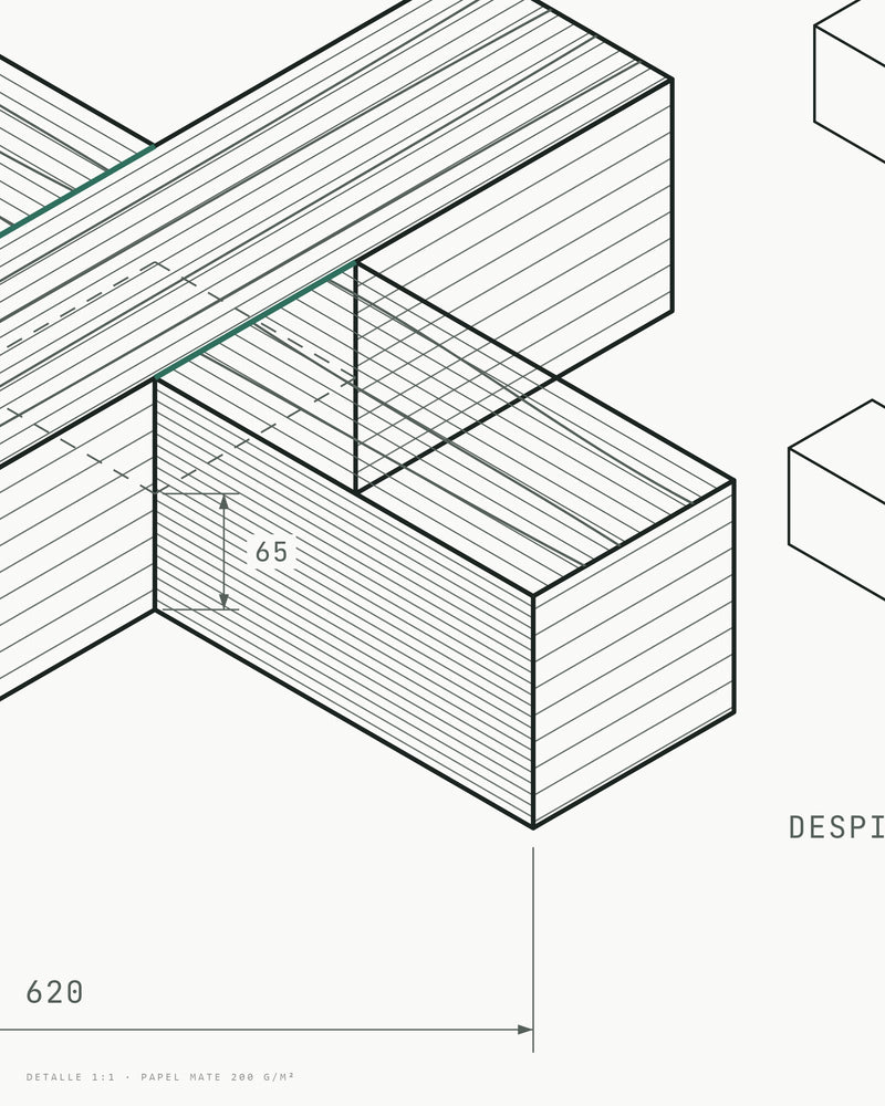 Detalle de la trama de veta sobre papel mate de 200 g/m²